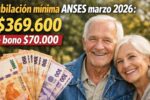 Jubilación mínima ANSES marzo 2026: $369.600 + bono $70.000, cómo acceder y cuándo se paga