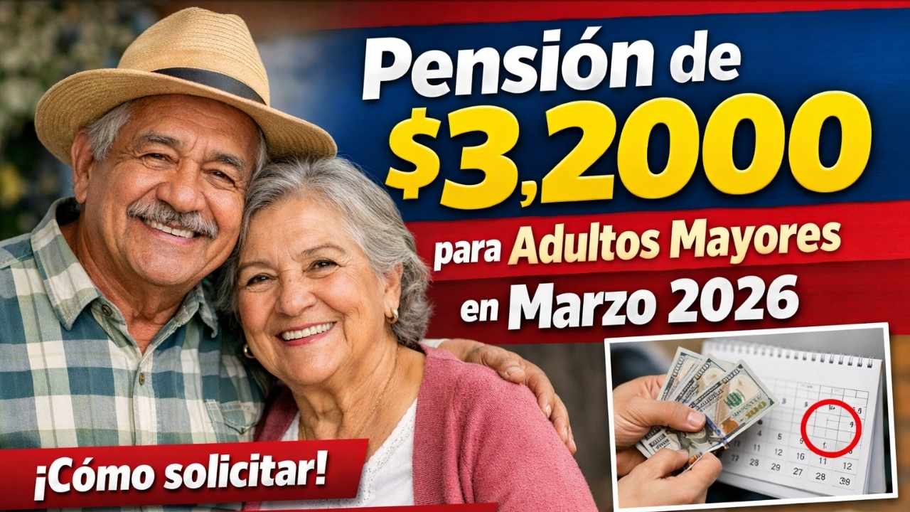 pensión de $3,200 para adultos mayores en marzo 2026 — cómo solicitar y fechas de pago confirmadas