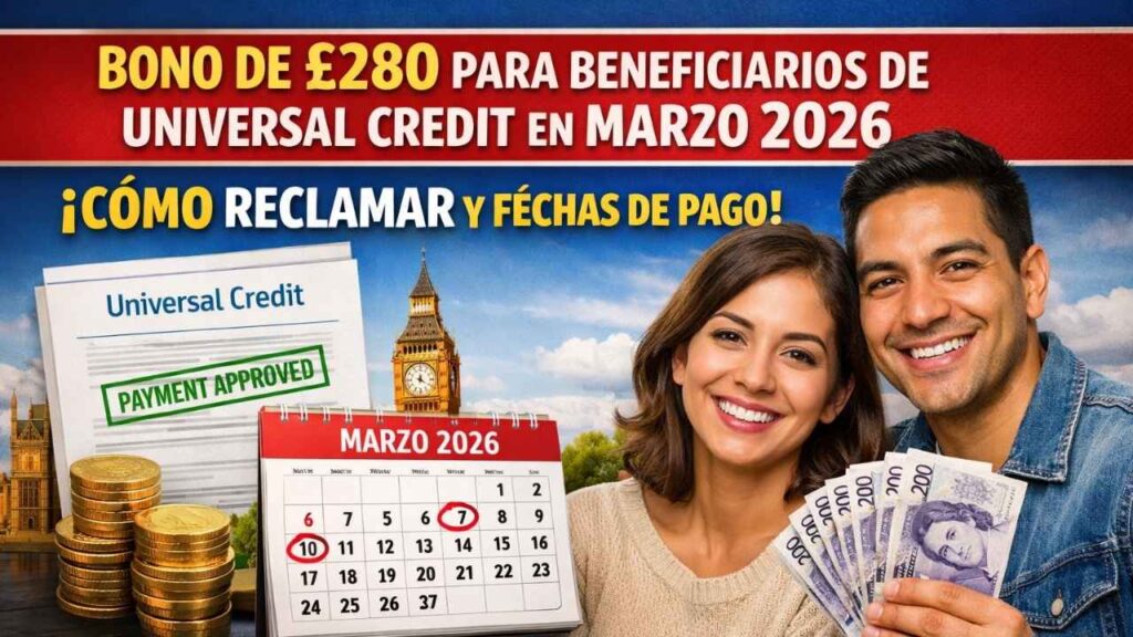 bono de £280 para beneficiarios de Universal Credit en marzo 2026 — cómo reclamar y fechas de pago