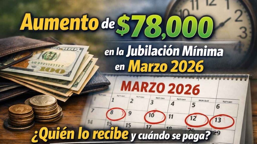 aumento de $78,000 en la jubilación mínima en marzo 2026 — quién lo recibe y cuándo se paga