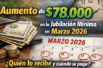 aumento de $78,000 en la jubilación mínima en marzo 2026 — quién lo recibe y cuándo se paga
