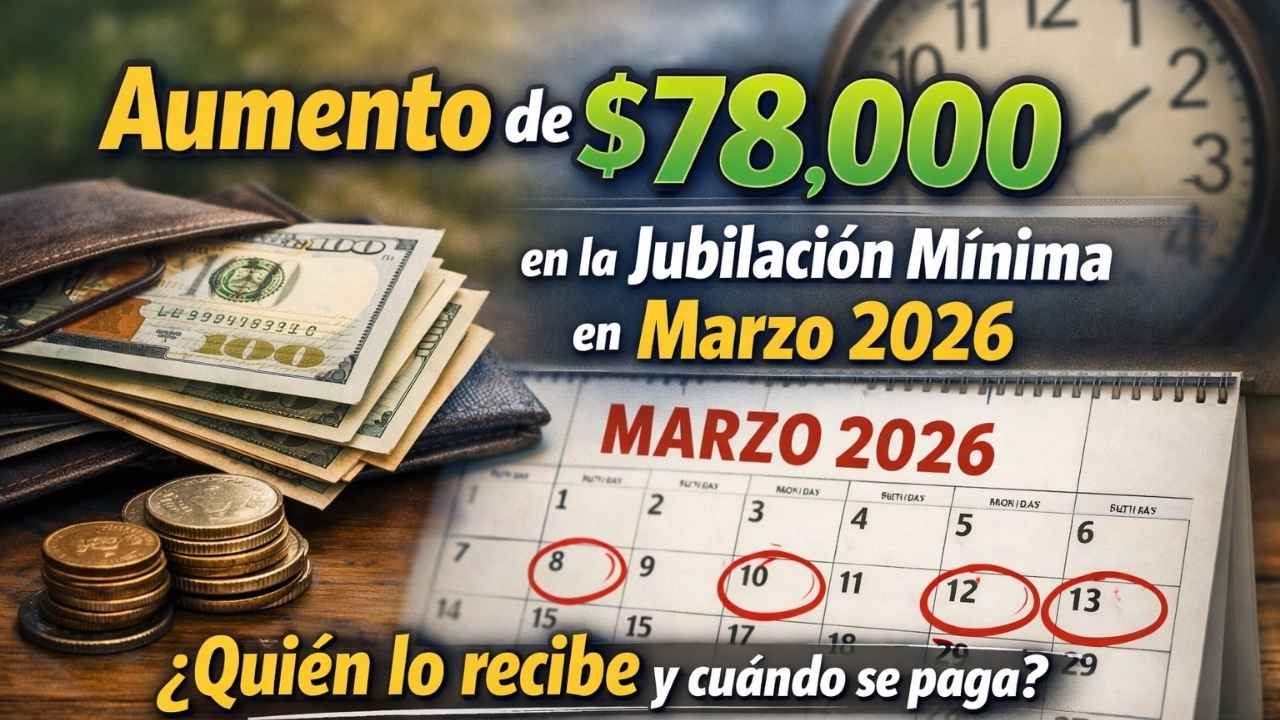 aumento de $78,000 en la jubilación mínima en marzo 2026 — quién lo recibe y cuándo se paga