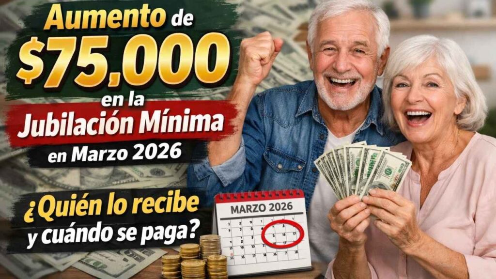 aumento de $75,000 en la jubilación mínima en marzo 2026 — quién lo recibe y cuándo se paga