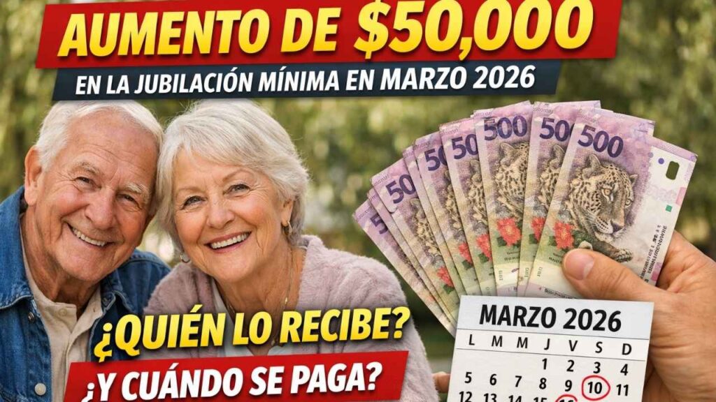 aumento de $50,000 en la jubilación mínima en marzo 2026 — quién lo recibe y cuándo se paga