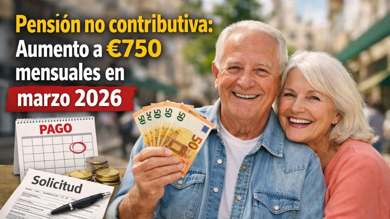 Pensión no contributiva: aumento a €750 mensuales en marzo 2026, cómo aplicar y día de cobro oficial