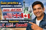 Guía práctica de pensiones y ayudas marzo–abril 2026 — montos, requisitos y fechas en UK, USA y Canadá