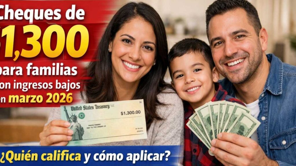 cheques de $1,300 para familias con ingresos bajos en marzo 2026 — quién califica y cómo aplicar