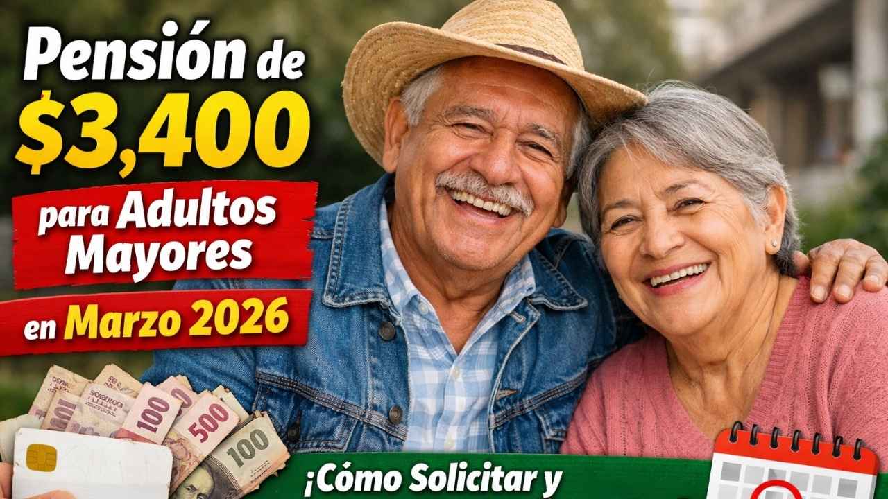 pensión de $3,400 para adultos mayores en marzo 2026 — cómo solicitar y fechas de pago confirmadas