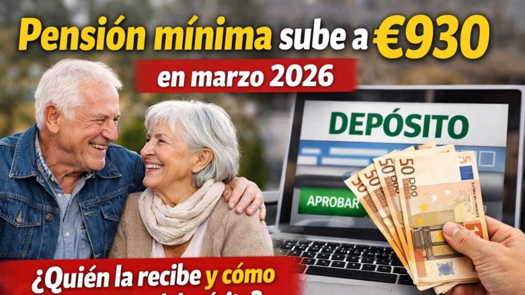 pensión mínima sube a €930 en marzo 2026 — quién la recibe y cómo verification el depósito