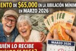 aumento de $65,000 en la jubilación mínima en marzo 2026 — quién lo recibe y cuándo se paga