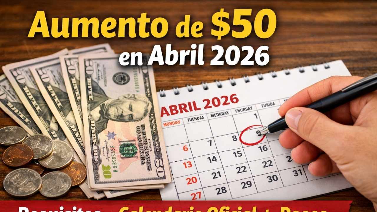 aumento de $50 en abril 2026 — requisitos y calendario oficial de pagos