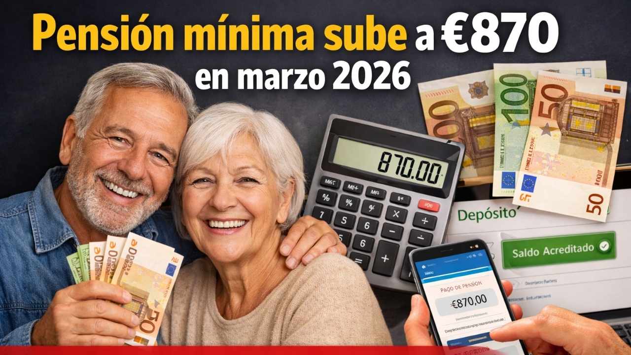 pensión mínima sube a €870 en marzo 2026 — quién la recibe y cómo verificar el depósito