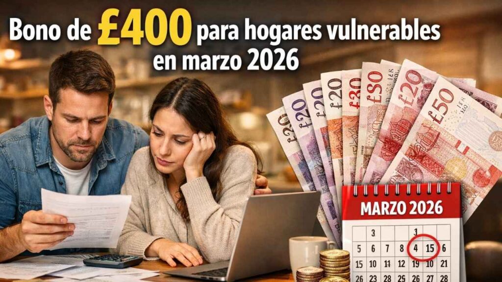 bono de £400 para hogares vulnerables en marzo 2026 — cómo solicitar y cuándo se paga
