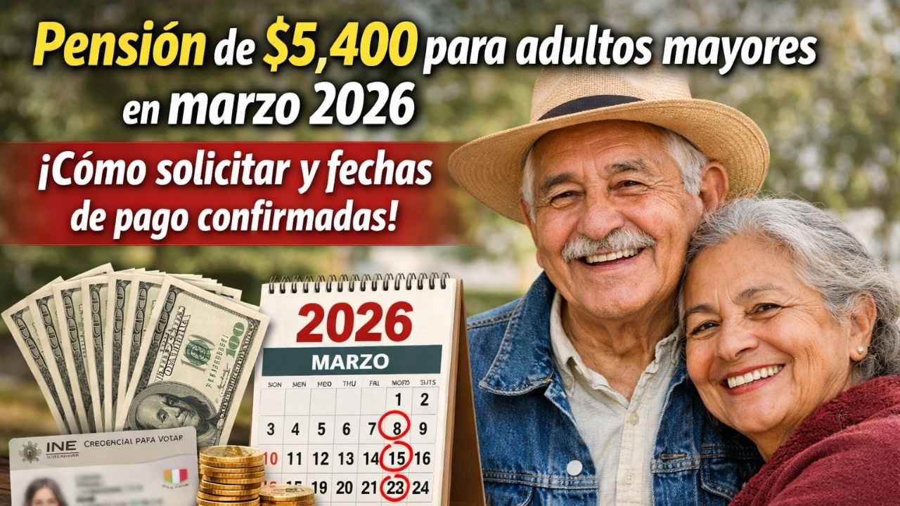 pensión de $5,400 para adultos mayores en marzo 2026 — cómo solicitar y fechas de pago confirmadas