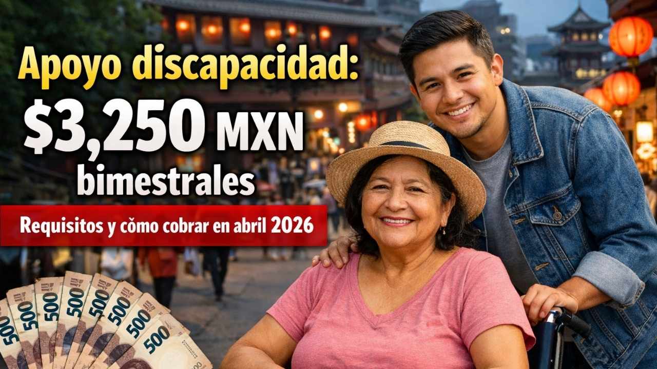 Apoyo discapacidad: $3,250 MXN bimestrales, requisitos y cómo cobrar en abril 2026