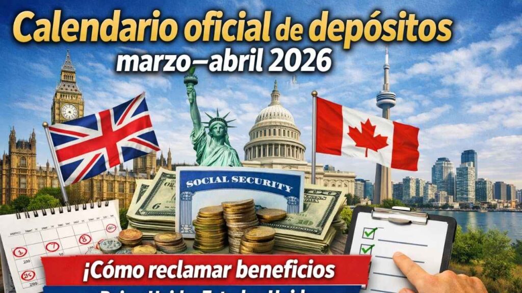 Calendario oficial de depósitos marzo–abril 2026 — cómo reclamar beneficios en Reino Unido, Estados Unidos y Canadá paso a paso