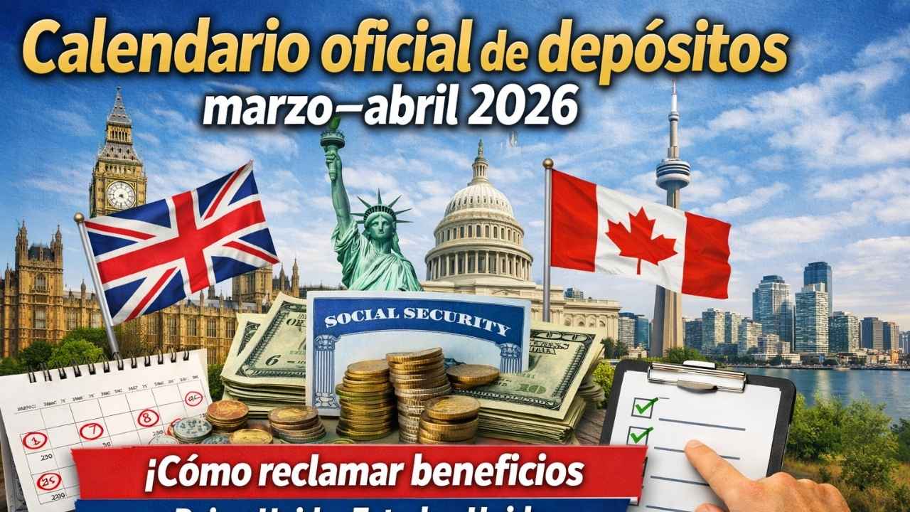 Calendario oficial de depósitos marzo–abril 2026 — cómo reclamar beneficios en Reino Unido, Estados Unidos y Canadá paso a paso