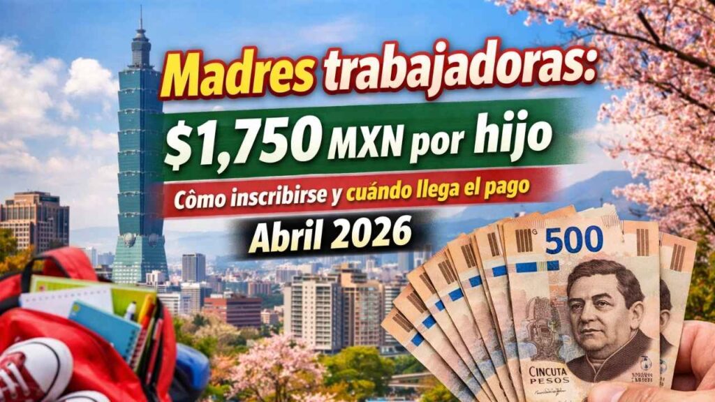 Madres trabajadoras: $1,750 MXN por hijo, cómo inscribirse y cuándo llega el pago abril 2026