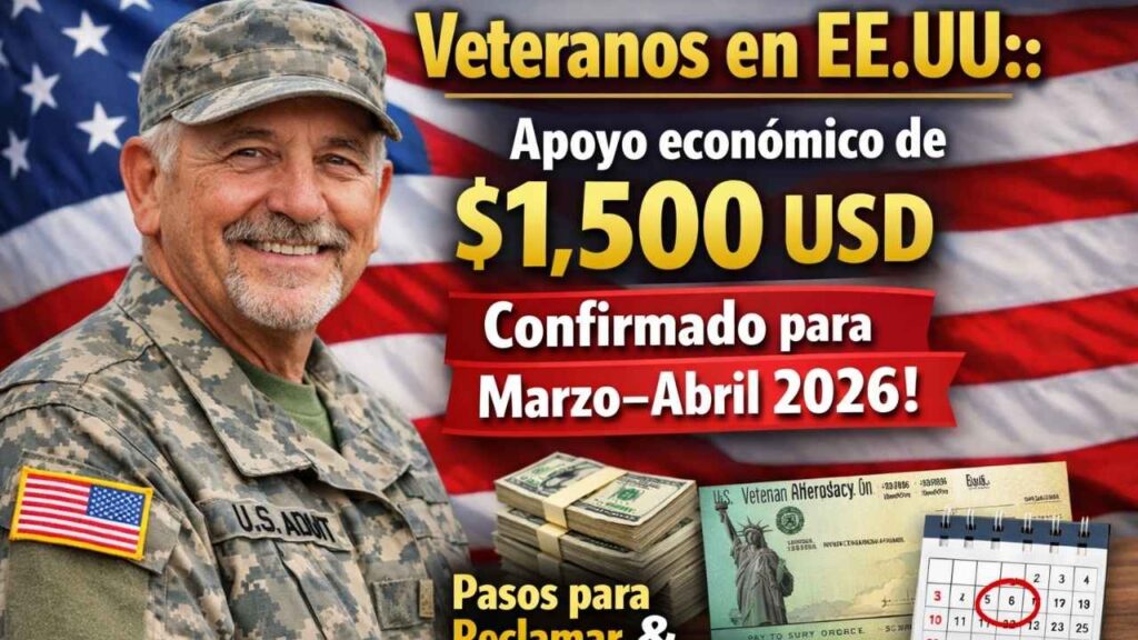 Veteranos en EE.UU.: apoyo económico de $1,500 USD confirmado para marzo–abril 2026, pasos para reclamar y calendario oficial de pagos
