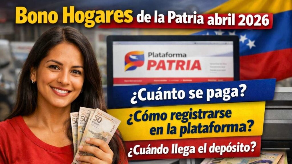 Bono Hogares de la Patria abril 2026: cuánto se paga, cómo registrarse en la plataforma y cuándo llega el depósito