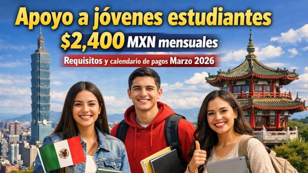 Apoyo a jóvenes estudiantes: $2,400 MXN mensuales, requisitos y calendario de pagos marzo 2026