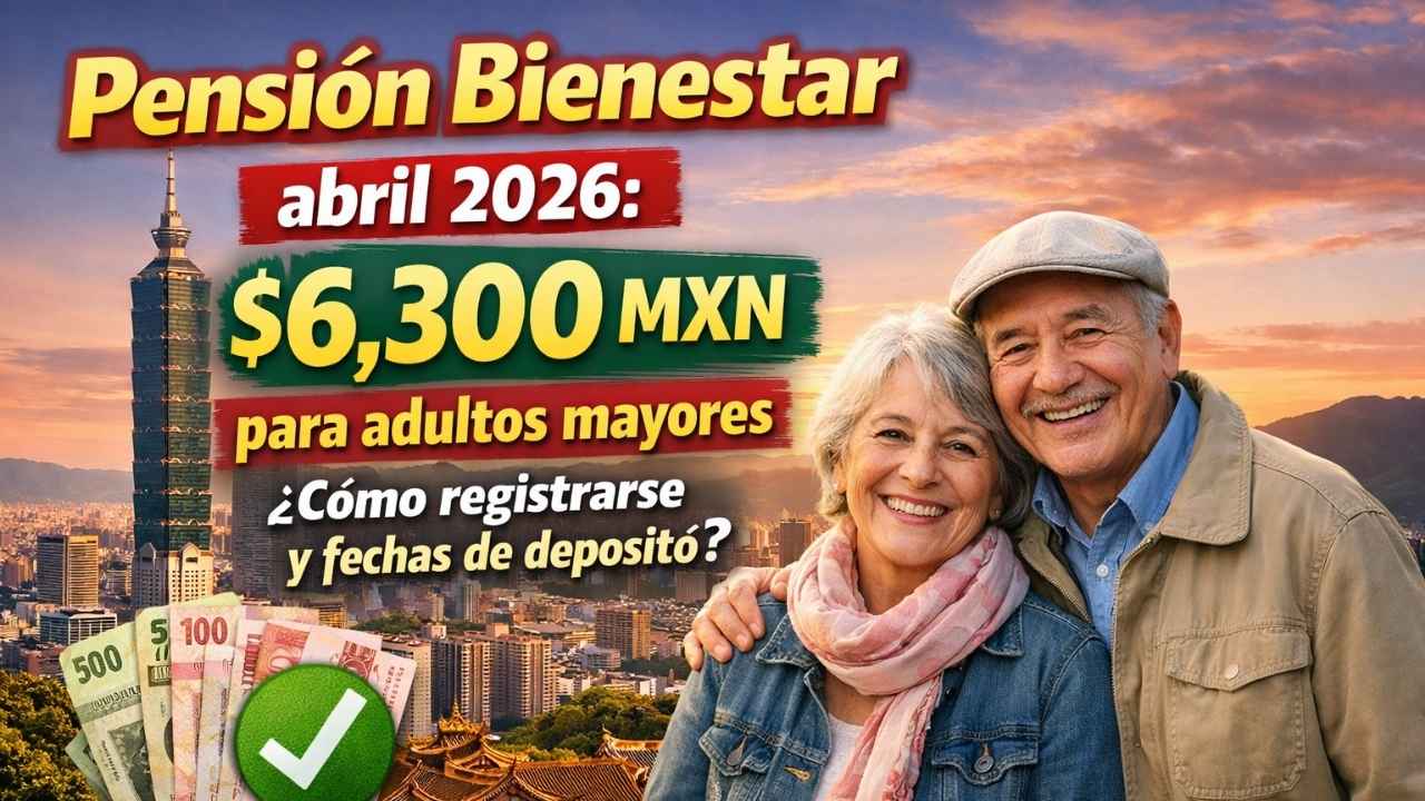 Pensión Bienestar abril 2026: $6,300 MXN para adultos mayores, cómo registrarse y fechas de depósito